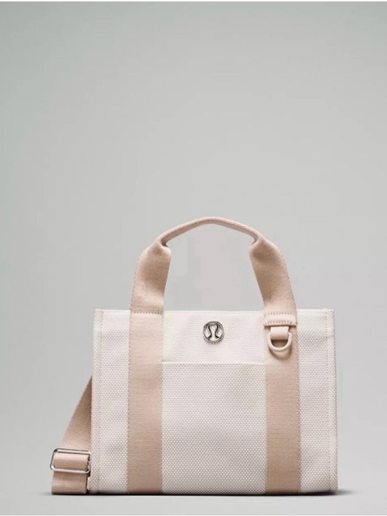 lululemon athletica Handbags - Lululemon Two-Tone Canvas Mini Tote Bag Mojave Tan/Light Ivory